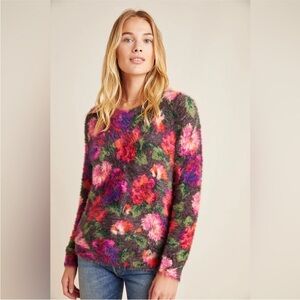 Anthropologie Ariel Eyelash Floral Longsleeve Sweater Cotton Cottage Core Size M